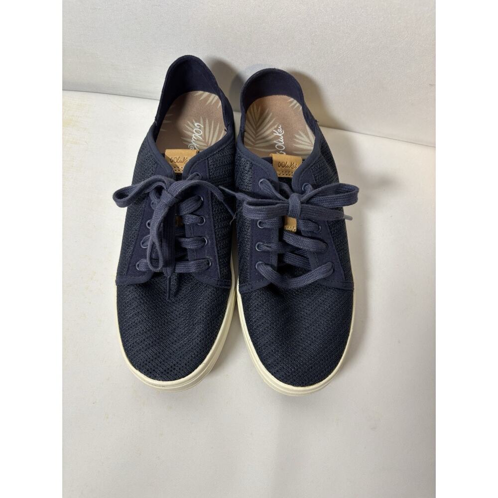 Olukai Ladies Pehuea Li Sneaker, Navy Mesh 8.5 W Lace Up EUC